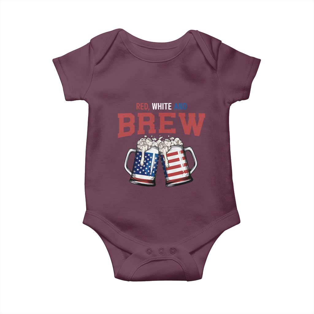 American Flag Beer Lover Baby Onesie Red White And Brew TS12 Maroon Print Your Wear