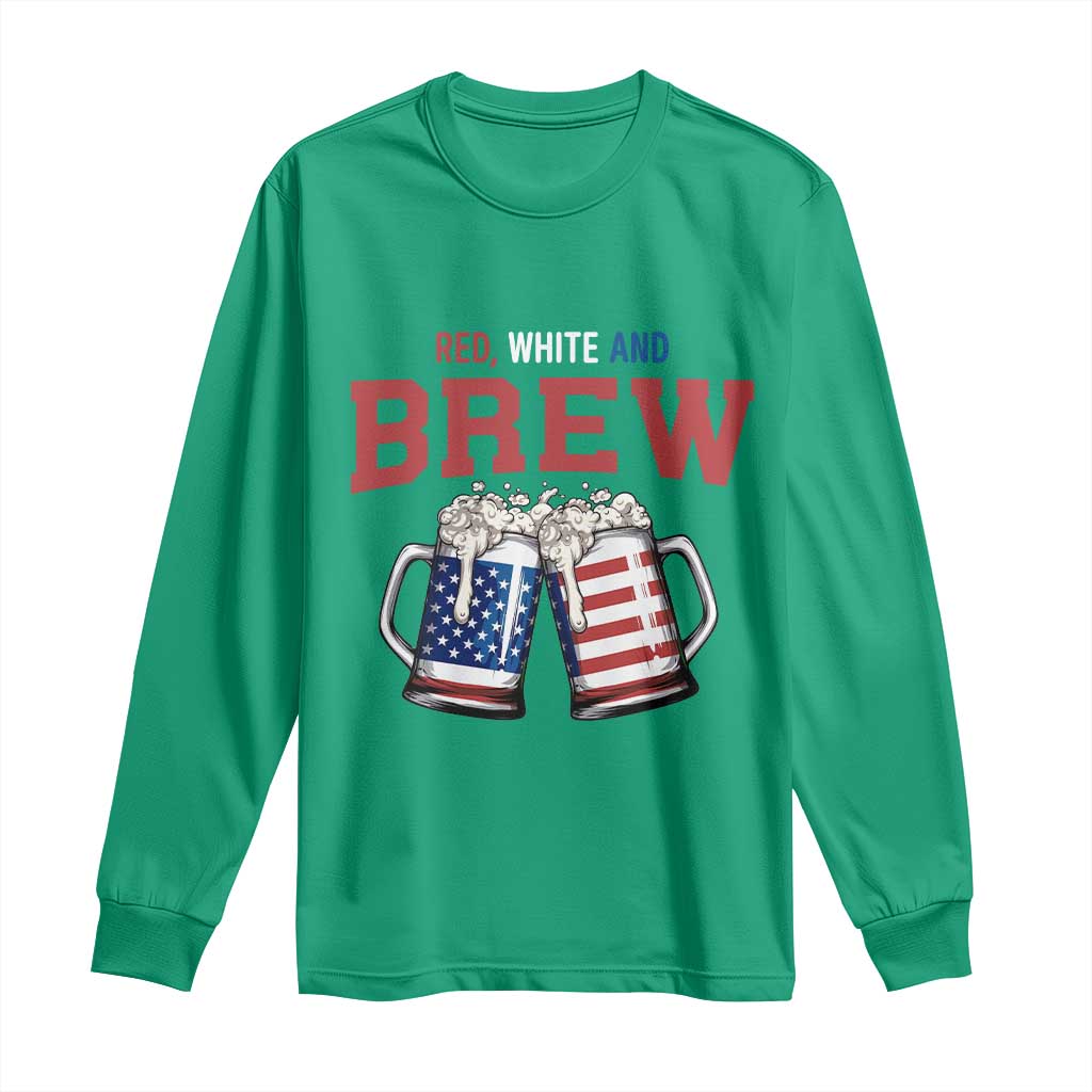 American Flag Beer Lover Long Sleeve Shirt Red White And Brew TS12 Irish Green Print Your Wear