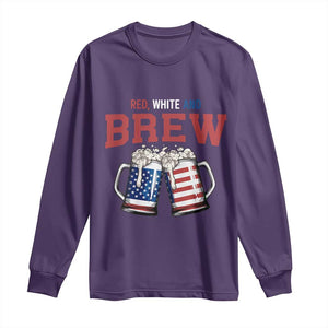American Flag Beer Lover Long Sleeve Shirt Red White And Brew TS12 Purple Print Your Wear