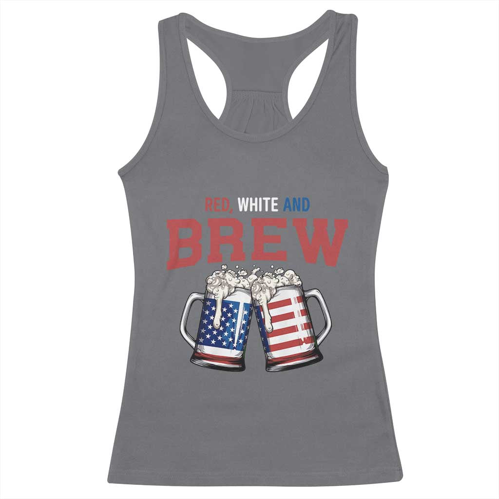 American Flag Beer Lover Racerback Tank Top Red White And Brew TS12 Charcoal Print Your Wear