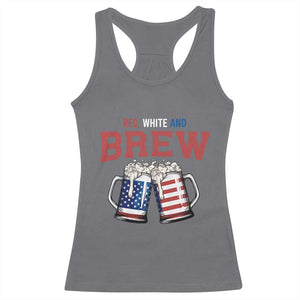 American Flag Beer Lover Racerback Tank Top Red White And Brew TS12 Charcoal Print Your Wear