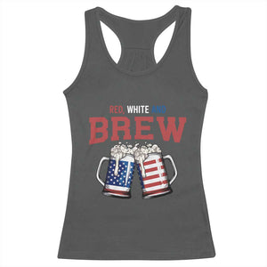 American Flag Beer Lover Racerback Tank Top Red White And Brew TS12 Dark Heather Print Your Wear