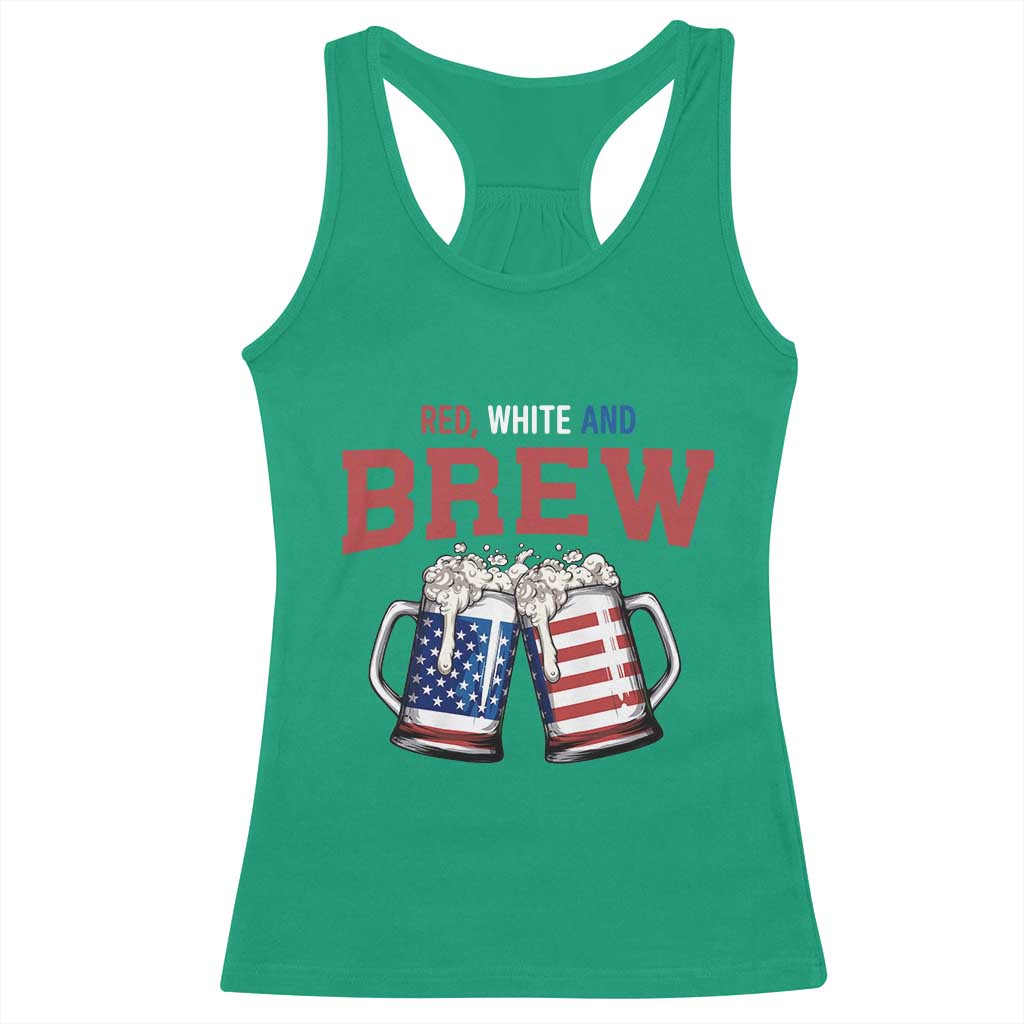 American Flag Beer Lover Racerback Tank Top Red White And Brew TS12 Irish Green Print Your Wear