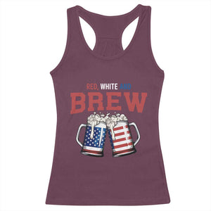 American Flag Beer Lover Racerback Tank Top Red White And Brew TS12 Maroon Print Your Wear