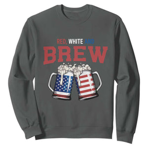 American Flag Beer Lover Sweatshirt Red White And Brew TS12 Dark Heather Print Your Wear