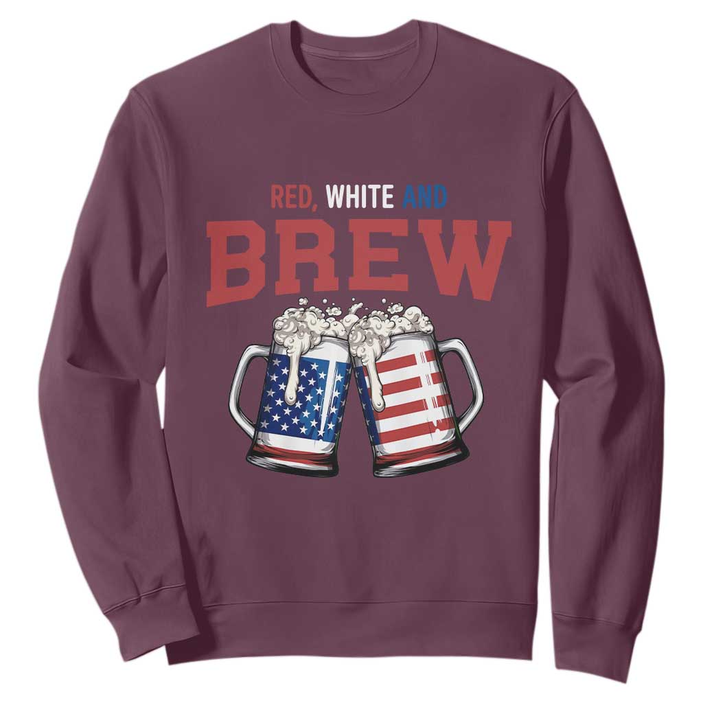 American Flag Beer Lover Sweatshirt Red White And Brew TS12 Maroon Print Your Wear
