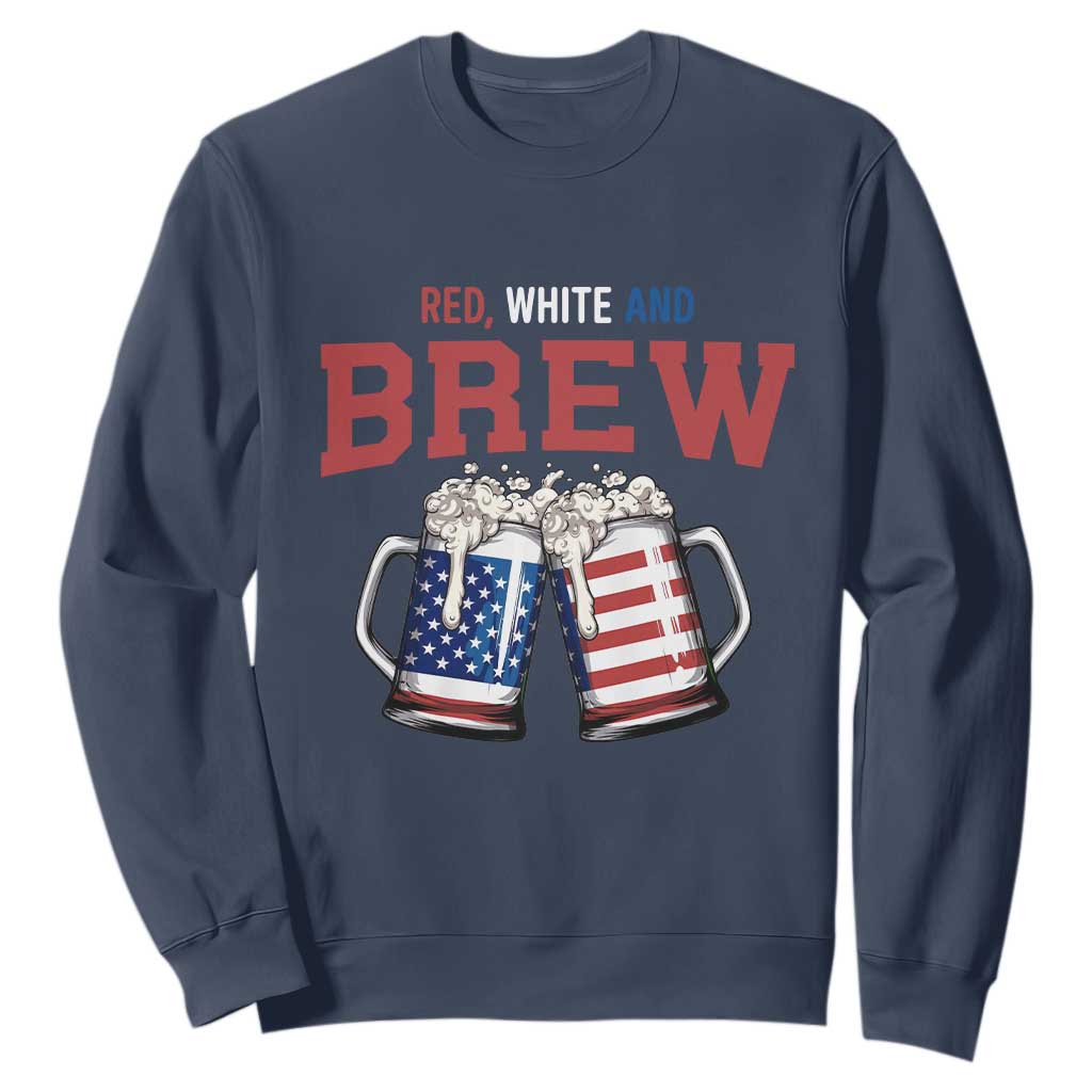 American Flag Beer Lover Sweatshirt Red White And Brew TS12 Navy Print Your Wear