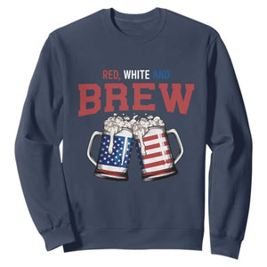 American Flag Beer Lover Sweatshirt Red White And Brew TS12 Navy Print Your Wear