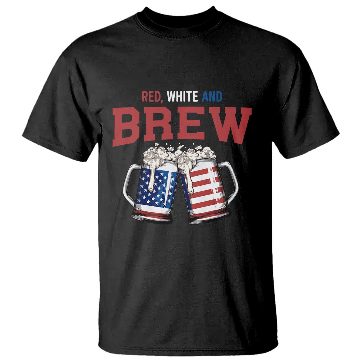 American Flag Beer Lover T Shirt Red White And Brew TS12 Black Print Your Wear