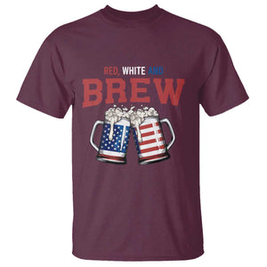 American Flag Beer Lover T Shirt Red White And Brew TS12 Maroon Print Your Wear