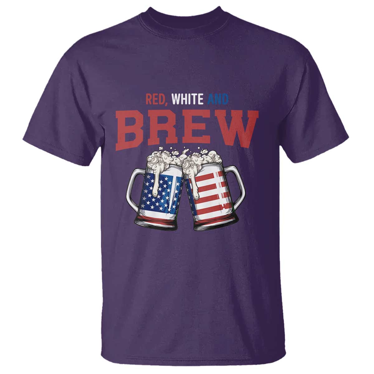 American Flag Beer Lover T Shirt Red White And Brew TS12 Purple Print Your Wear