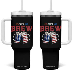 American Flag Beer Lover Tumbler With Handle Red White And Brew TS12 One Size: 40 oz Black Print Your Wear