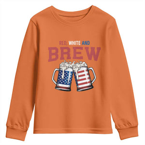 American Flag Beer Lover Youth Sweatshirt Red White And Brew TS12 Orange Print Your Wear