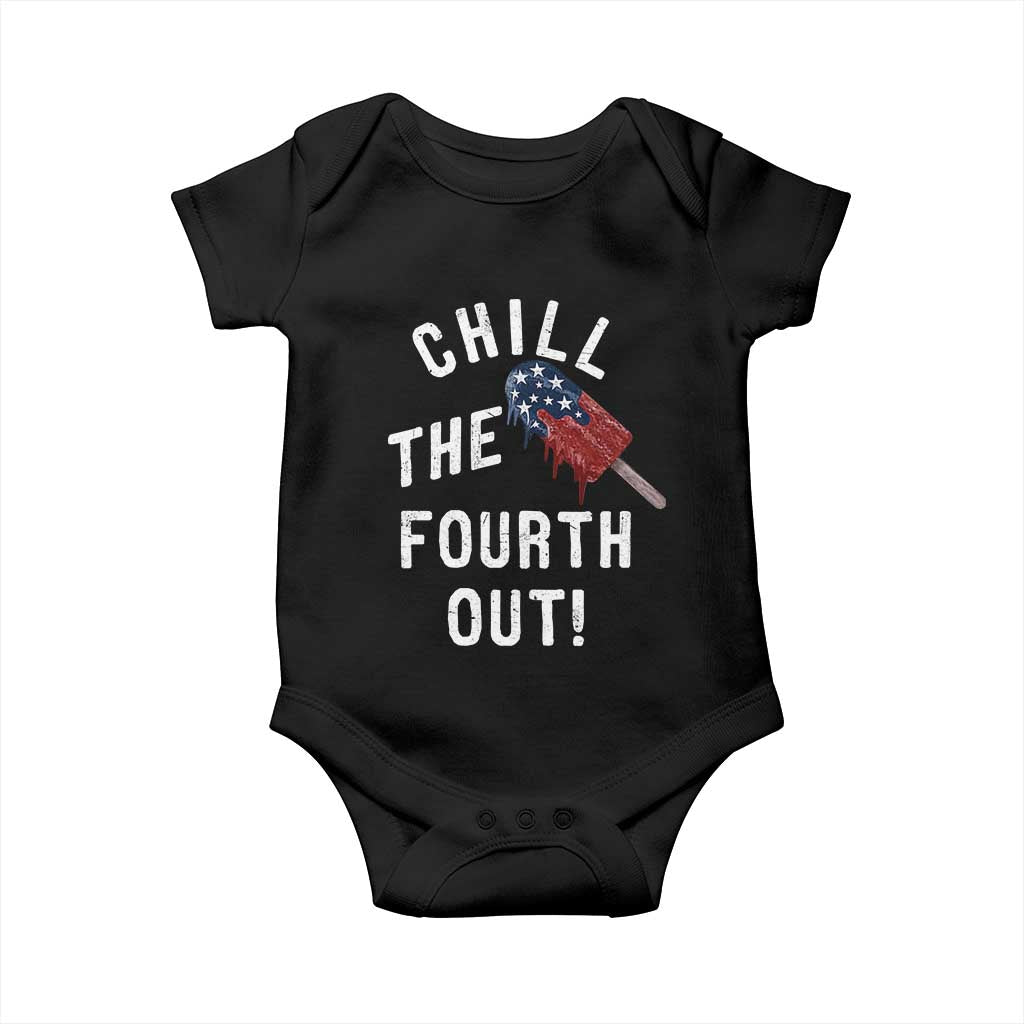 American Flag Popsicle Baby Onesie Chill The Fourth Out TS12 Black Print Your Wear
