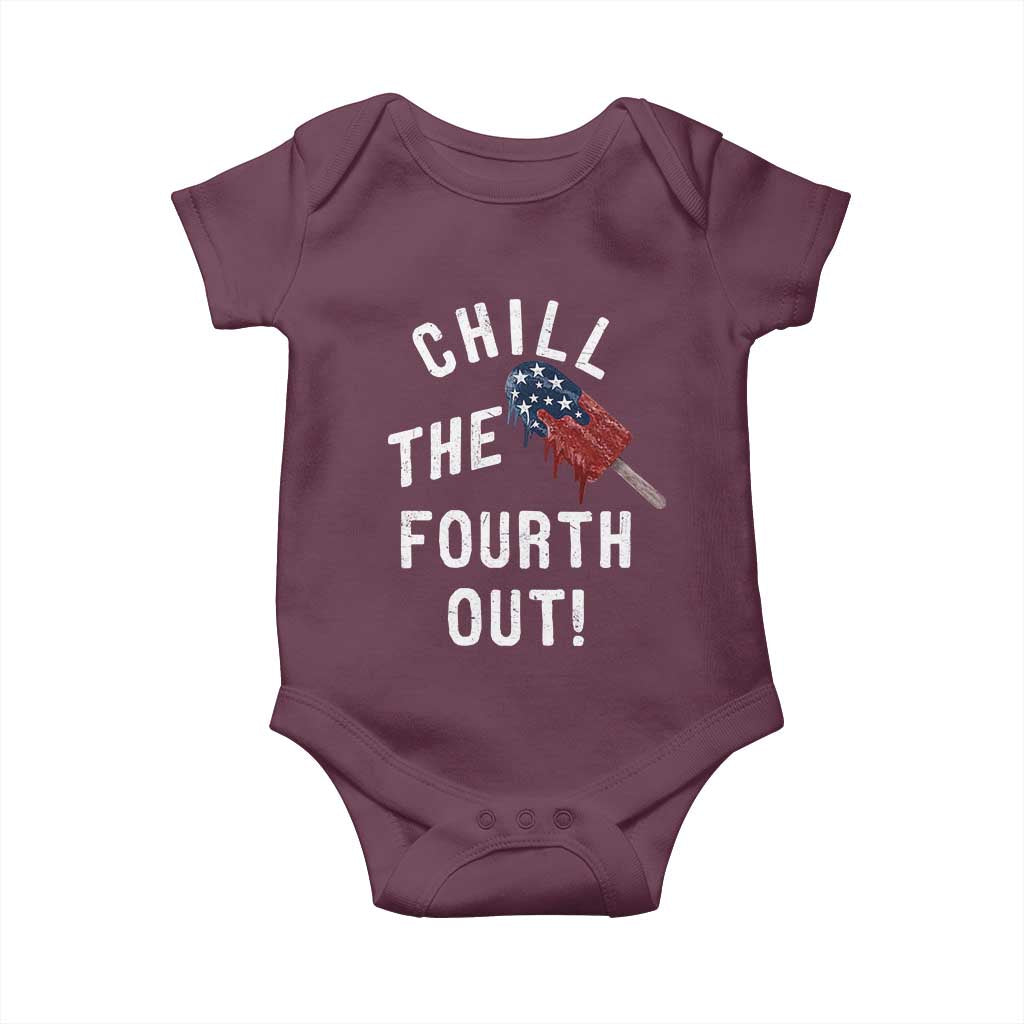 American Flag Popsicle Baby Onesie Chill The Fourth Out TS12 Maroon Print Your Wear
