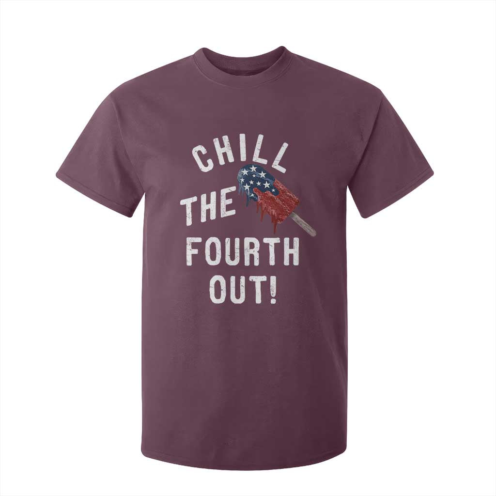 American Flag Popsicle T Shirt For Kid Chill The Fourth Out TS12 Maroon Print Your Wear