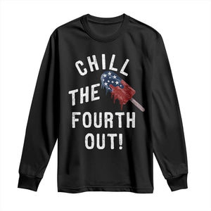 American Flag Popsicle Long Sleeve Shirt Chill The Fourth Out TS12 Black Print Your Wear