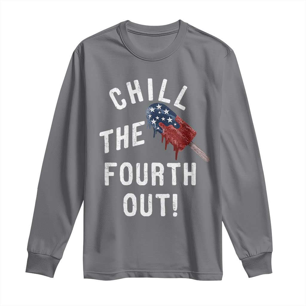 American Flag Popsicle Long Sleeve Shirt Chill The Fourth Out TS12 Charcoal Print Your Wear