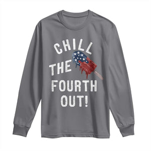 American Flag Popsicle Long Sleeve Shirt Chill The Fourth Out TS12 Charcoal Print Your Wear