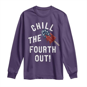 American Flag Popsicle Long Sleeve Shirt Chill The Fourth Out TS12 Purple Print Your Wear
