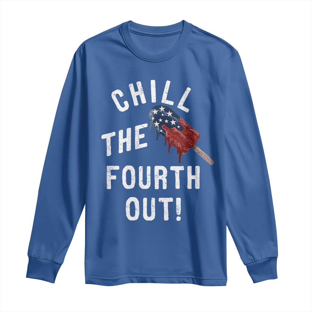 American Flag Popsicle Long Sleeve Shirt Chill The Fourth Out TS12 Royal Blue Print Your Wear