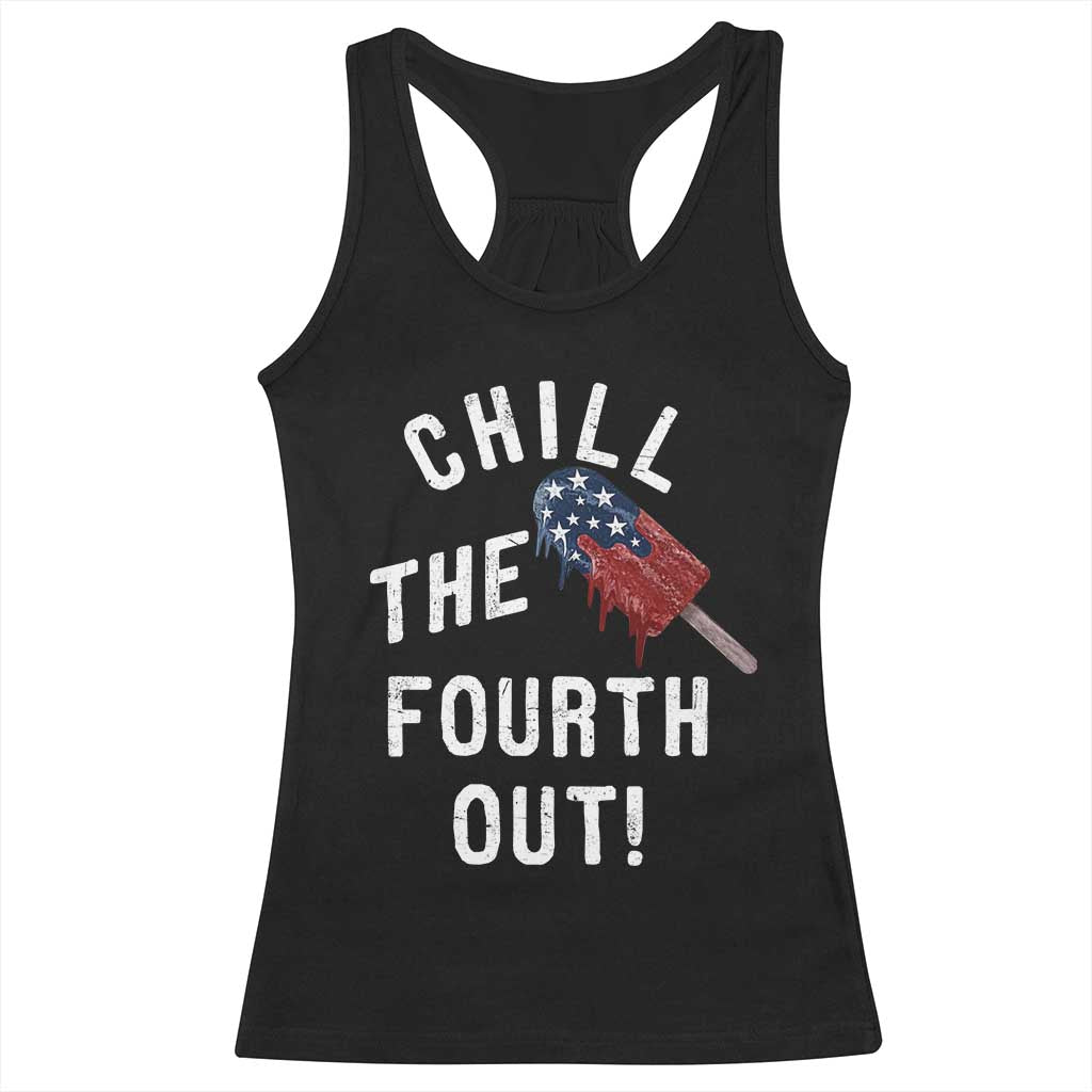 American Flag Popsicle Racerback Tank Top Chill The Fourth Out TS12 Black Print Your Wear