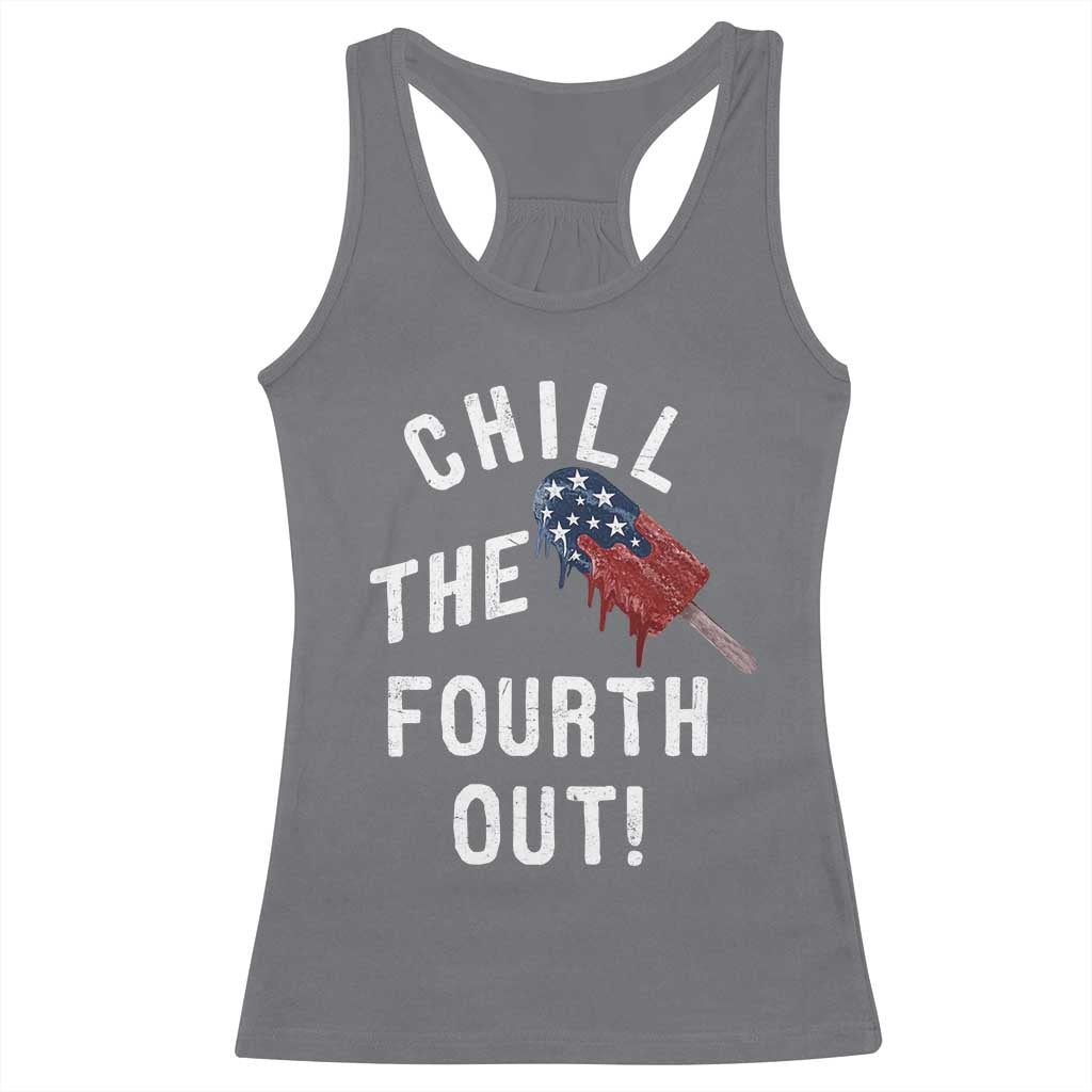 American Flag Popsicle Racerback Tank Top Chill The Fourth Out TS12 Charcoal Print Your Wear