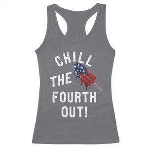 American Flag Popsicle Racerback Tank Top Chill The Fourth Out TS12 Charcoal Print Your Wear