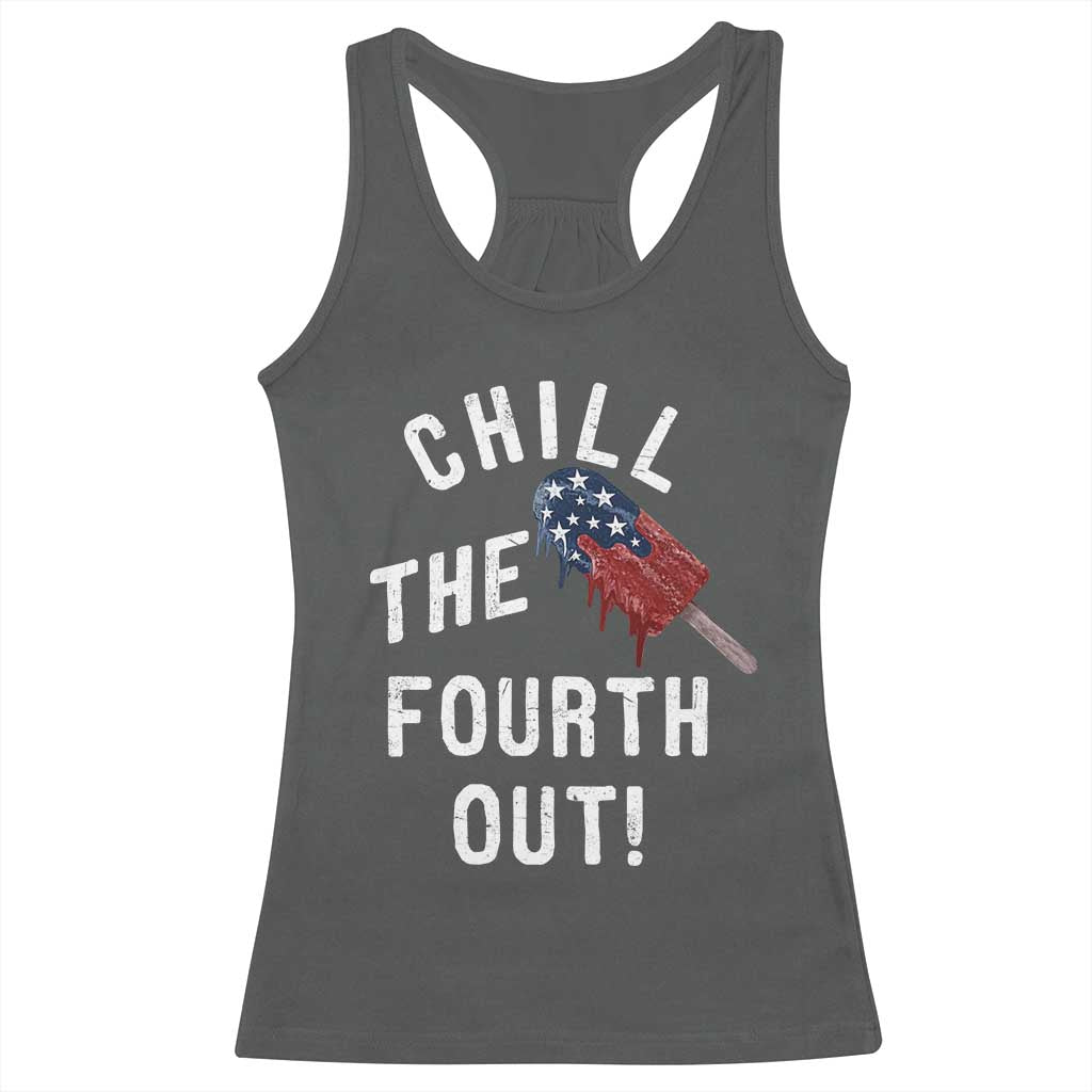 American Flag Popsicle Racerback Tank Top Chill The Fourth Out TS12 Dark Heather Print Your Wear