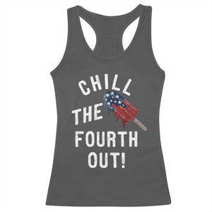 American Flag Popsicle Racerback Tank Top Chill The Fourth Out TS12 Dark Heather Print Your Wear