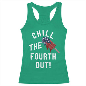 American Flag Popsicle Racerback Tank Top Chill The Fourth Out TS12 Irish Green Print Your Wear
