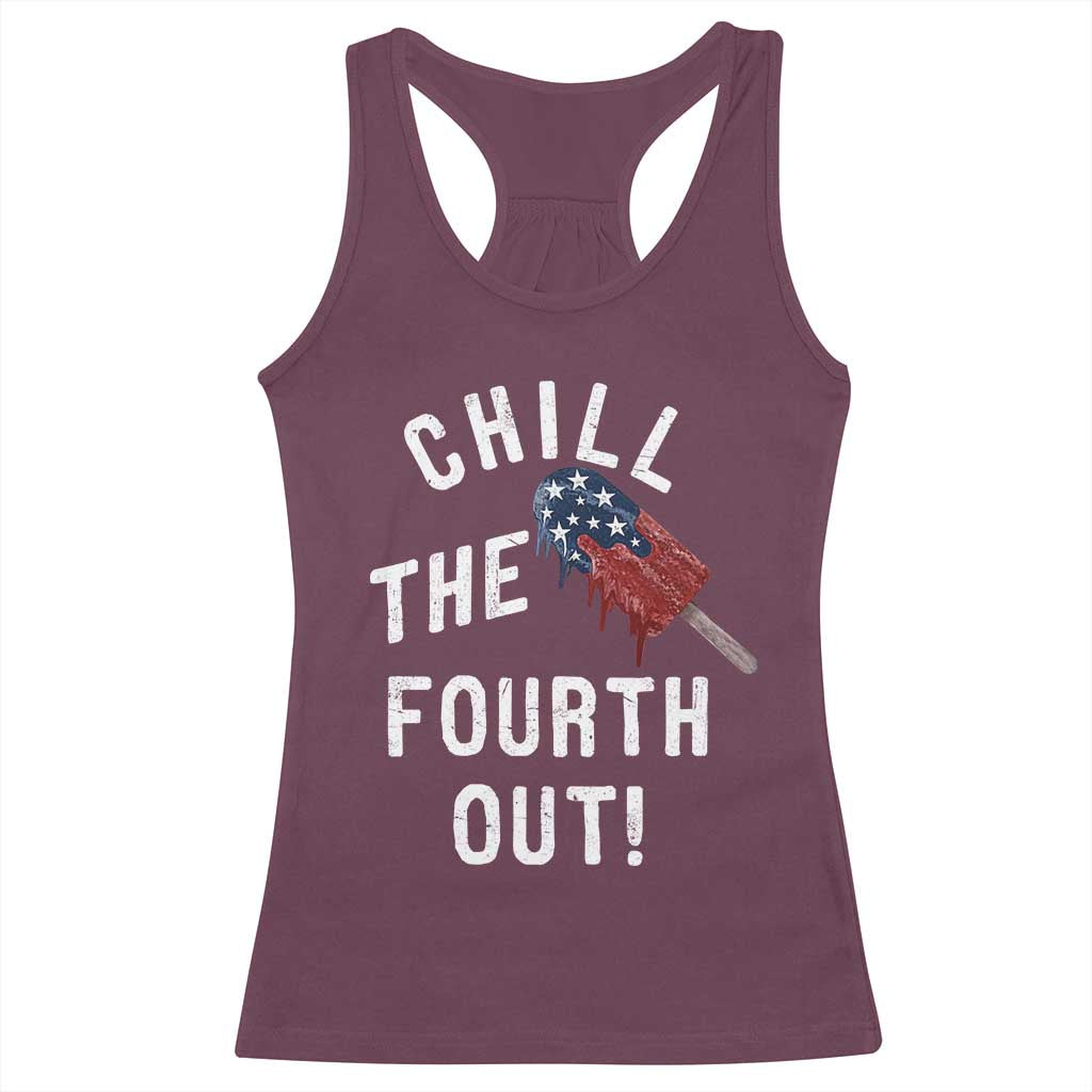 American Flag Popsicle Racerback Tank Top Chill The Fourth Out TS12 Maroon Print Your Wear