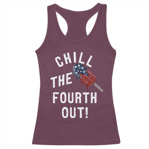 American Flag Popsicle Racerback Tank Top Chill The Fourth Out TS12 Maroon Print Your Wear