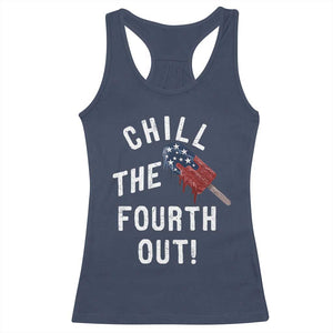American Flag Popsicle Racerback Tank Top Chill The Fourth Out TS12 Navy Print Your Wear