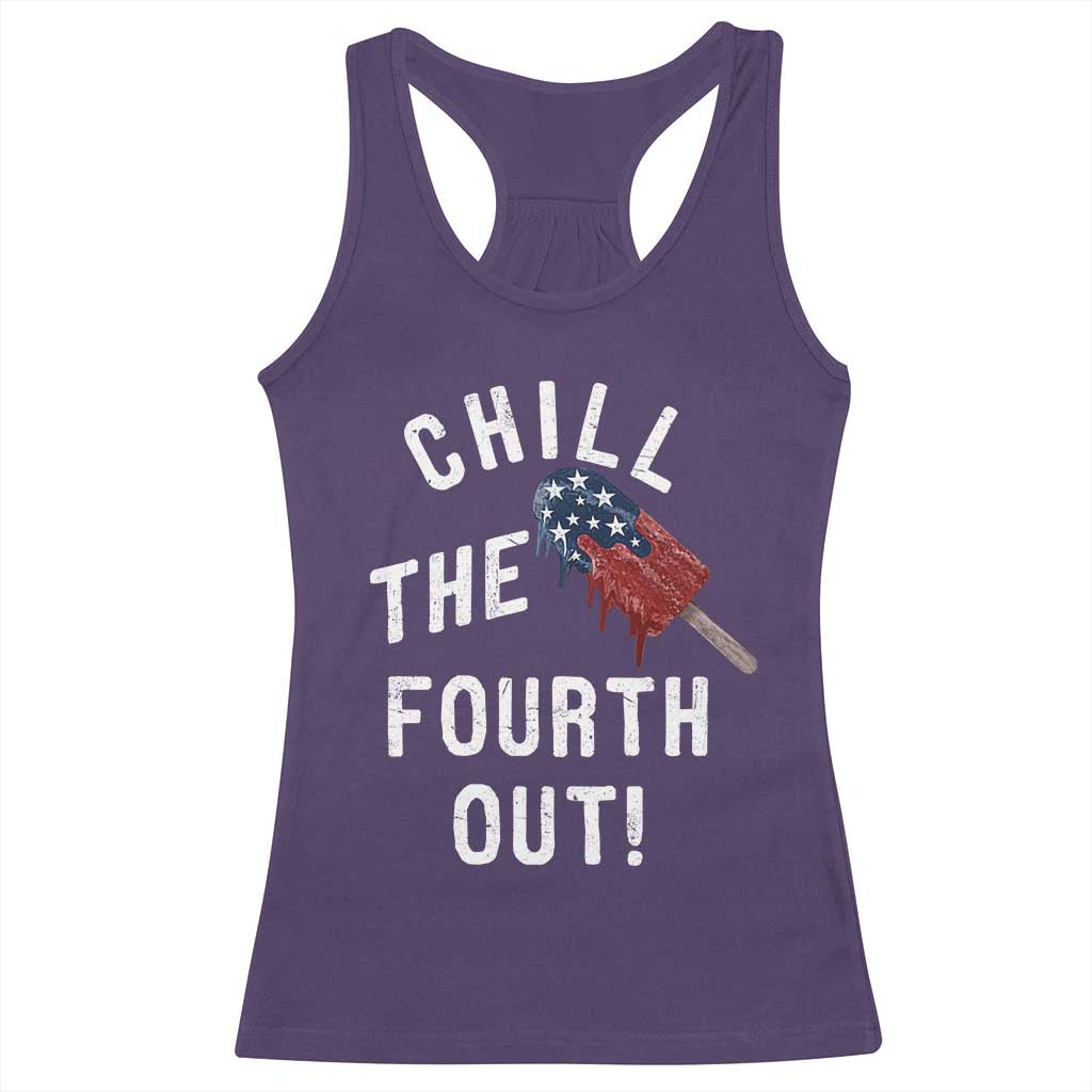 American Flag Popsicle Racerback Tank Top Chill The Fourth Out TS12 Purple Print Your Wear