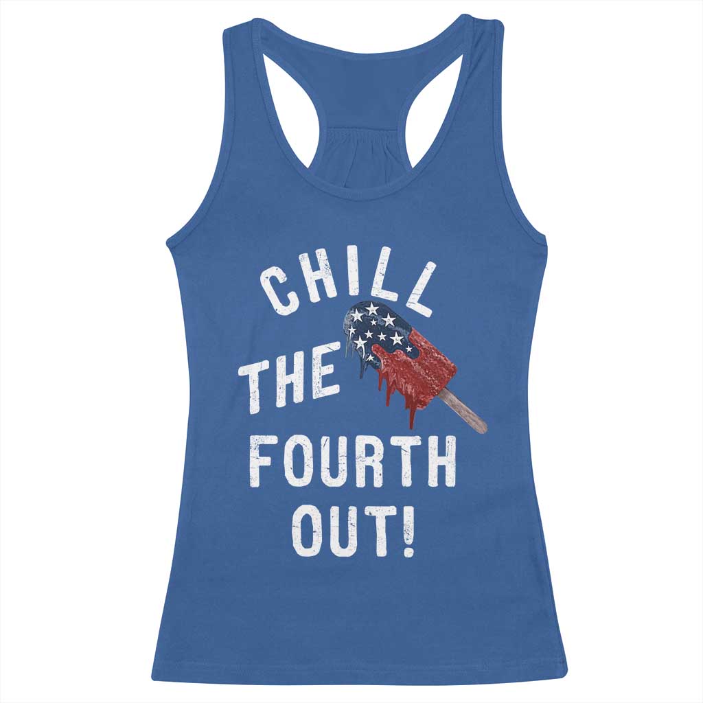 American Flag Popsicle Racerback Tank Top Chill The Fourth Out TS12 Royal Blue Print Your Wear