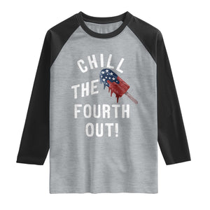 American Flag Popsicle Raglan Shirt Chill The Fourth Out TS12 Heather Gray Black Print Your Wear