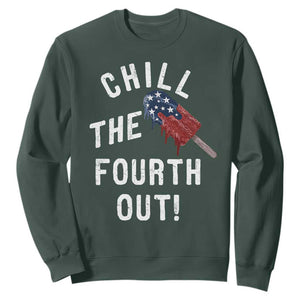 American Flag Popsicle Sweatshirt Chill The Fourth Out TS12 Dark Forest Green Print Your Wear