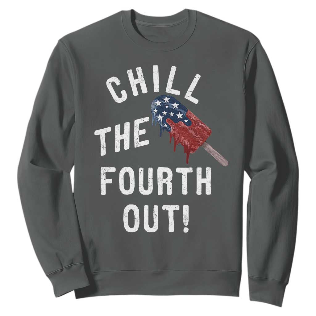 American Flag Popsicle Sweatshirt Chill The Fourth Out TS12 Dark Heather Print Your Wear