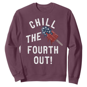 American Flag Popsicle Sweatshirt Chill The Fourth Out TS12 Maroon Print Your Wear