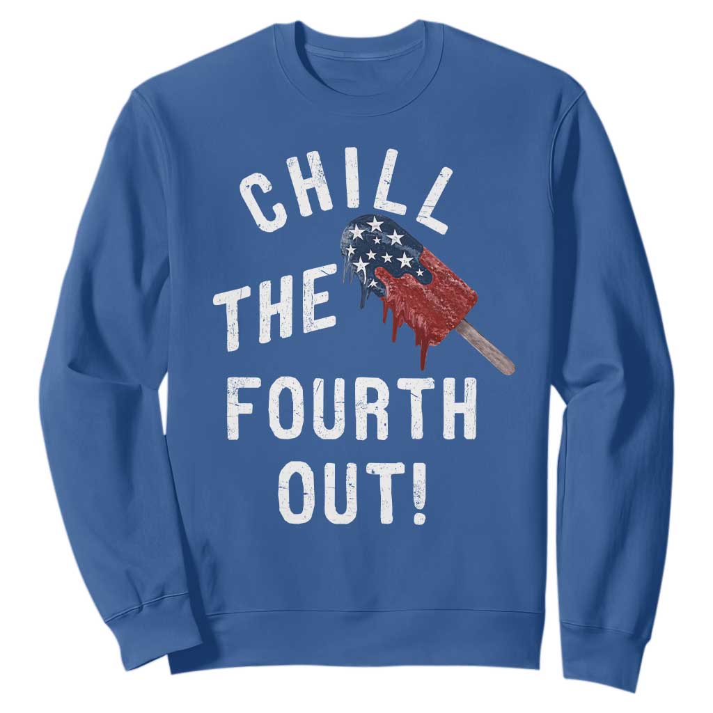 American Flag Popsicle Sweatshirt Chill The Fourth Out TS12 Royal Blue Print Your Wear