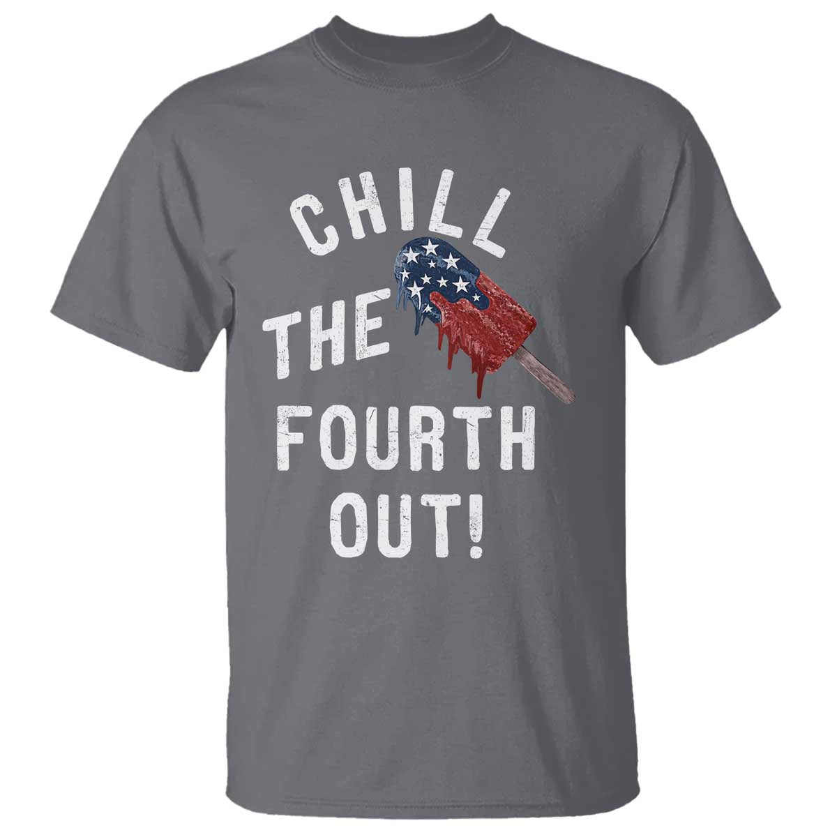 American Flag Popsicle T Shirt Chill The Fourth Out TS12 Charcoal Print Your Wear