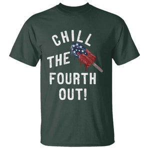 American Flag Popsicle T Shirt Chill The Fourth Out TS12 Dark Forest Green Print Your Wear