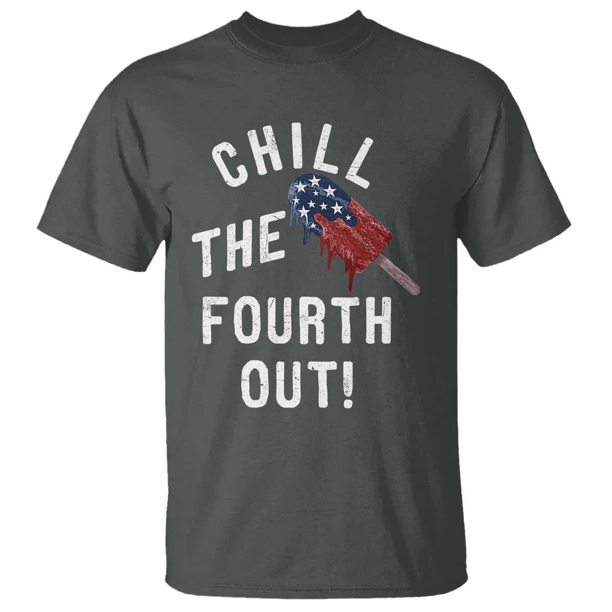 American Flag Popsicle T Shirt Chill The Fourth Out TS12 Dark Heather Print Your Wear