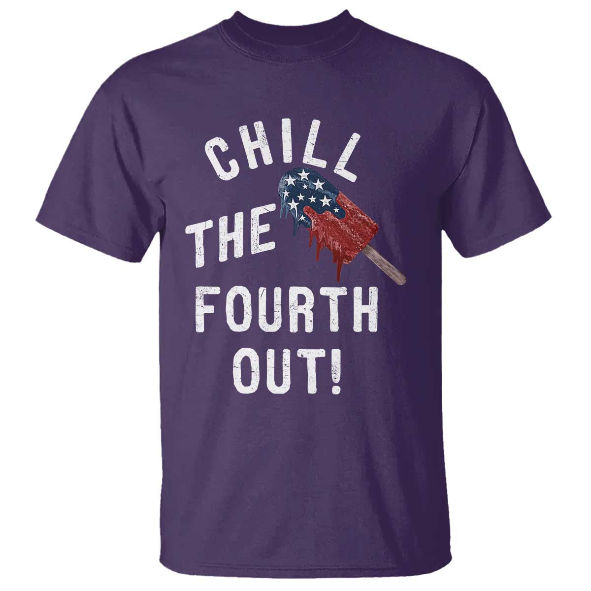 American Flag Popsicle T Shirt Chill The Fourth Out TS12 Purple Print Your Wear