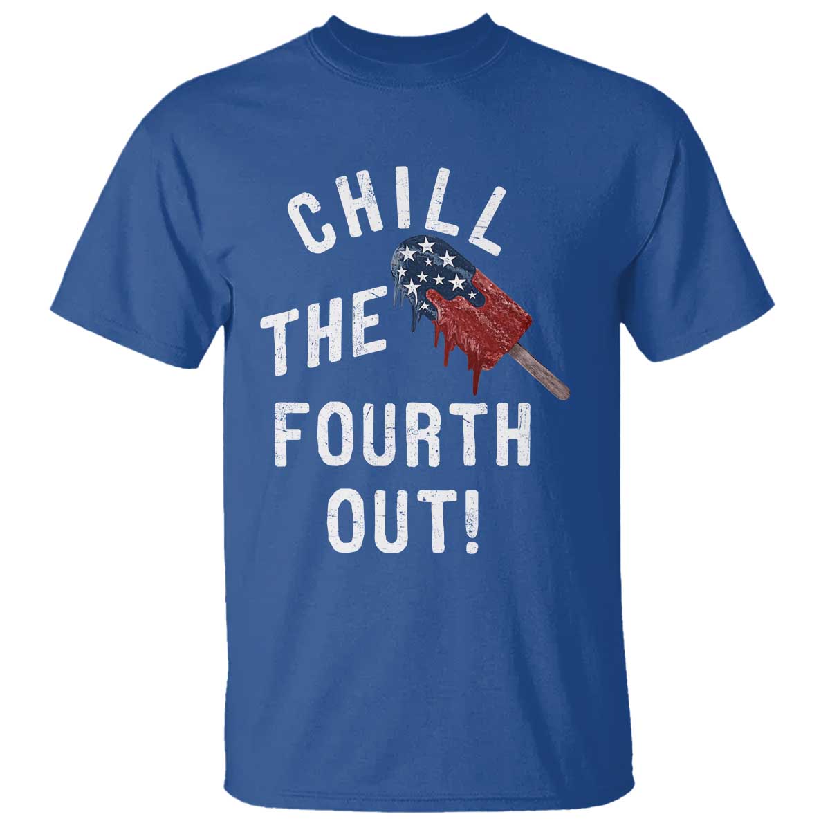 American Flag Popsicle T Shirt Chill The Fourth Out TS12 Royal Blue Print Your Wear