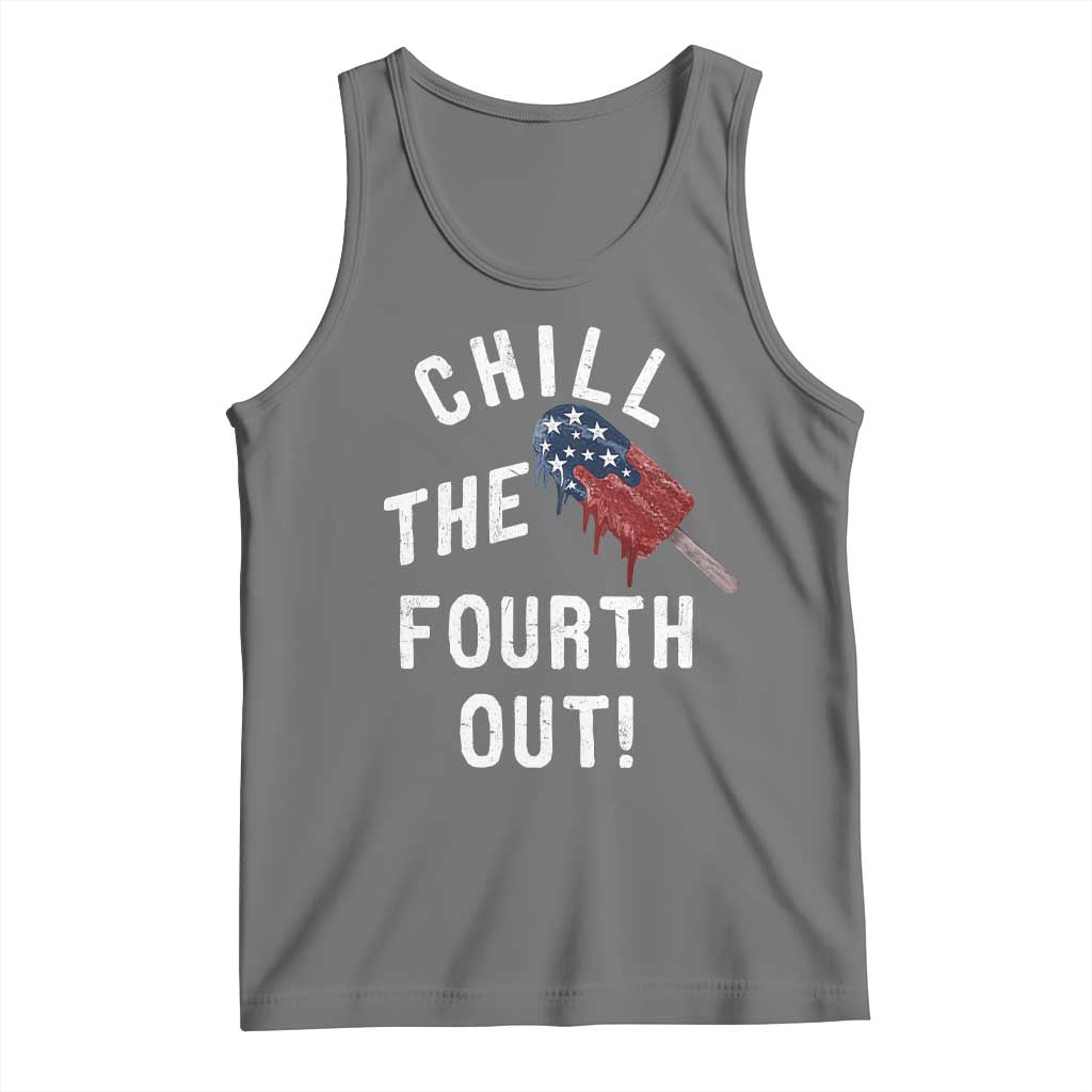 American Flag Popsicle Tank Top Chill The Fourth Out TS12 Black Heather Print Your Wear