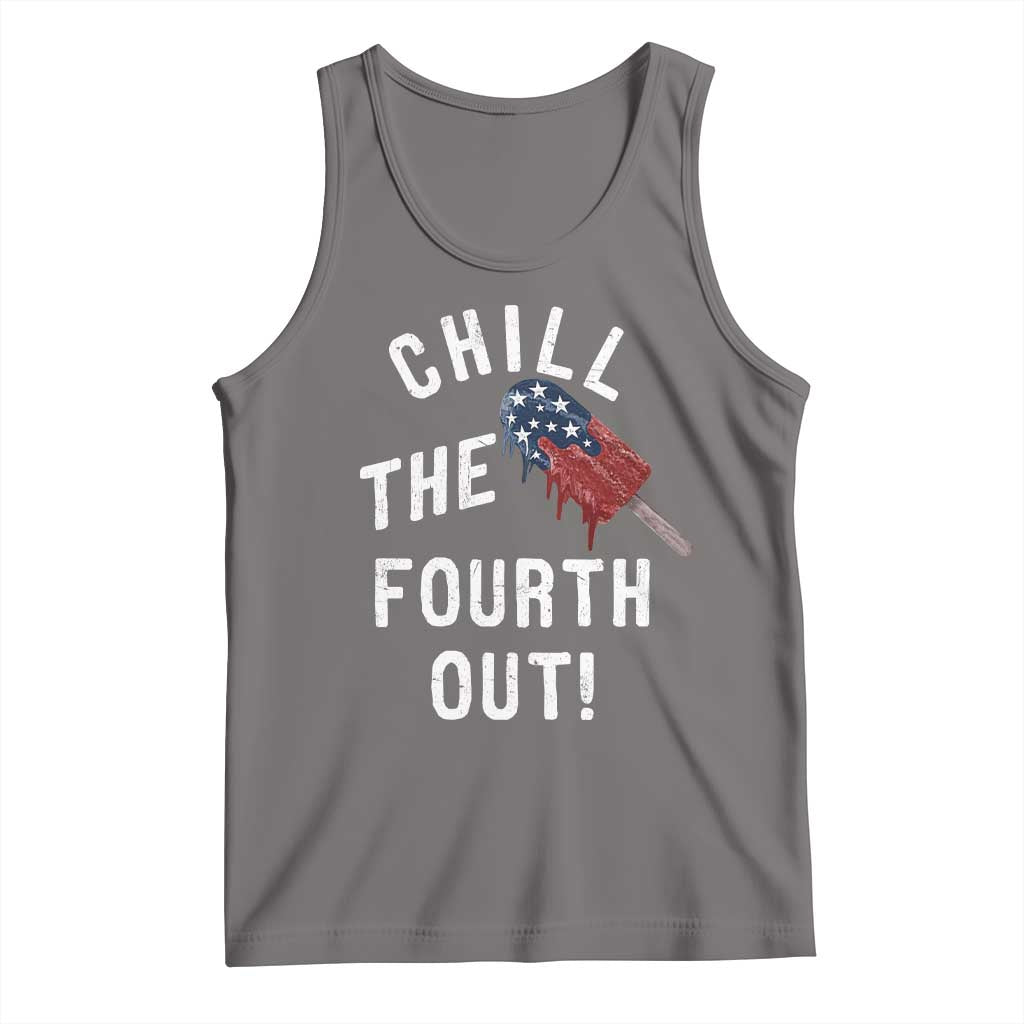 American Flag Popsicle Tank Top Chill The Fourth Out TS12 Deep Heather Print Your Wear