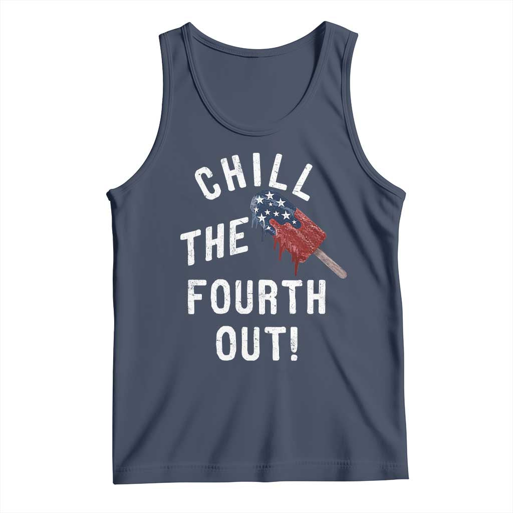 American Flag Popsicle Tank Top Chill The Fourth Out TS12 Navy Print Your Wear