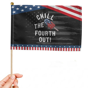 American Flag Popsicle Patriotic Handheld Flag Chill The Fourth Out TS12 Distressed 8.2" × 5.5" Black Blue Print Your Wear